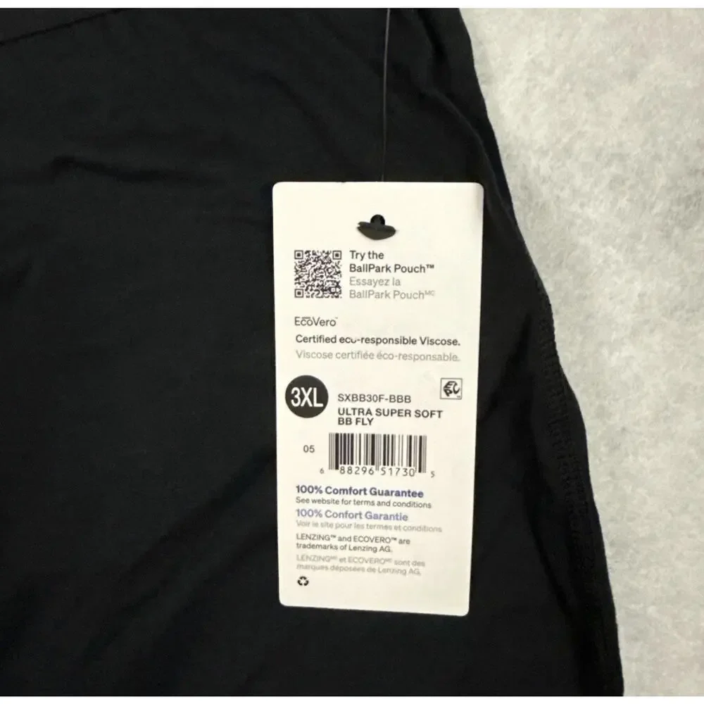 SAXX Boxer Brief Mens 3XL Black Ultra Super Soft BallPark Pouch Fly NWT